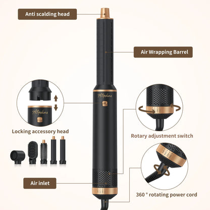 ATOPSKINS 5-in-1 Air Styler, Lightweight Hair Dryer & Hot Air Curlers with Diffuser & Curly Hair Brush